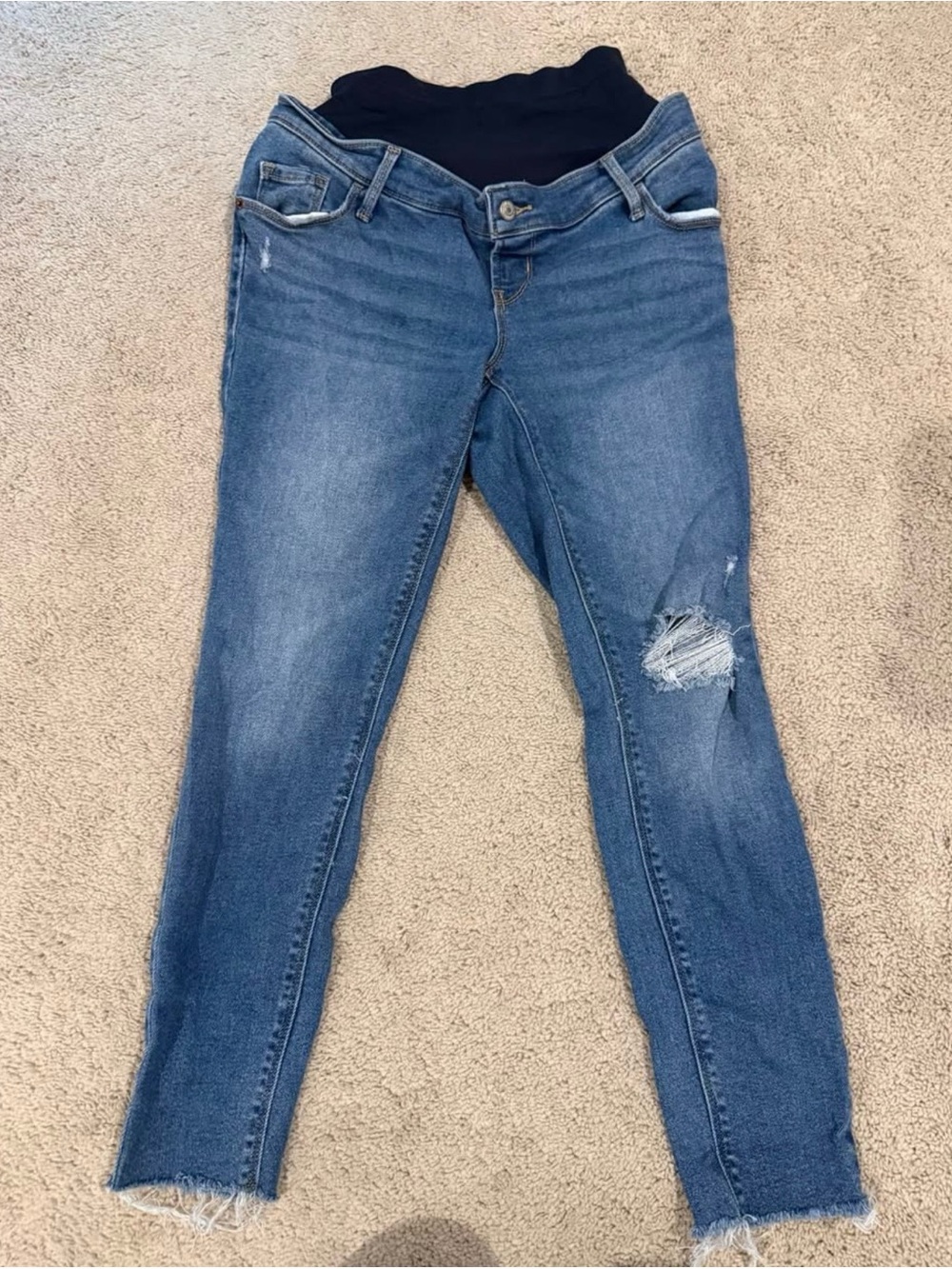 Old Navy Blue Maternity Skinny Jeans with Black Belly Panel